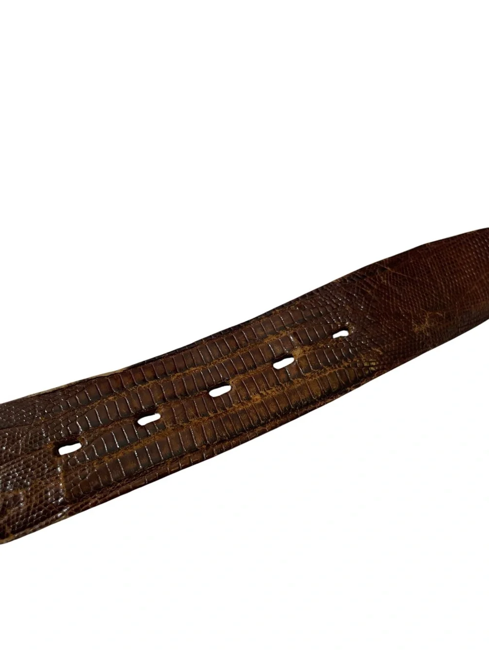VINTAGE GENUINE LIZARD Brown Men's Sz 34 Western Belt Leather Southwestern
